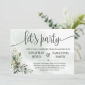 Eukalyptusgrün Party lasse Party Verlobung Einladung (Stehend Vorderseite)