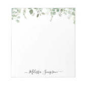 Eukalyptusgrün personalisierter Name Notizblock (Vorderseite)