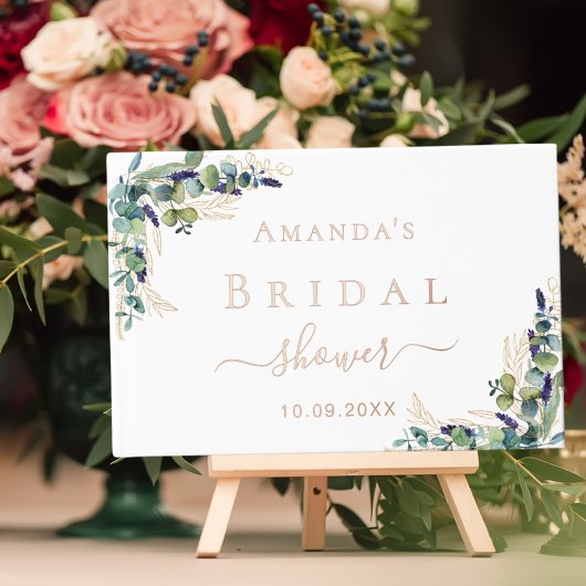 Eukalyptusgrün Rose Gold Brautparty Gästebuch