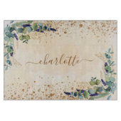 Eukalyptusgrün Rose Goldname Glitzer Schneidebrett (Vorderseite)