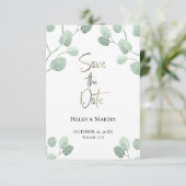 Eukalyptusgrün Save the Date Einladung (Stehend Vorderseite)