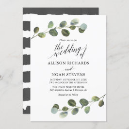 Eukalyptusgrün Schwarz-weiß, modern Einladung