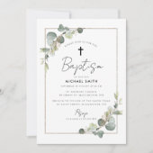 Eukalyptusgrün - Taufe Einladung (Vorderseite)