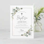 Eukalyptusgrün - Taufe Einladung (Stehend Vorderseite)