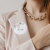 Eukalyptusgrün, weiße Blütenmarke Button