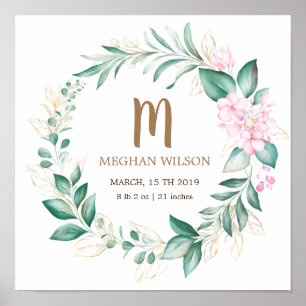 Eukalyptusgrün, zart Baby Birth Poster