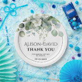 Eukalyptushochzeit mit weißer Blume Pappteller (Party)