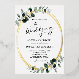 Eukalyptuskalligrafie Alles in einer Hochzeit Folieneinladung