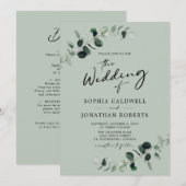 Eukalyptuskalligrafie auf einer Hochzeit Einladung (Vorne/Hinten)