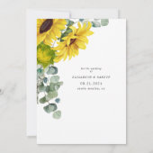 Eukalyptuskarte mit rustikaler Sonnenblume Save th Save The Date (Rückseite)