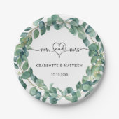 Eukalyptuskranz-Hochzeit Pappteller (Vorderseite)