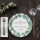 Eukalyptuskranz-Hochzeit Pappteller