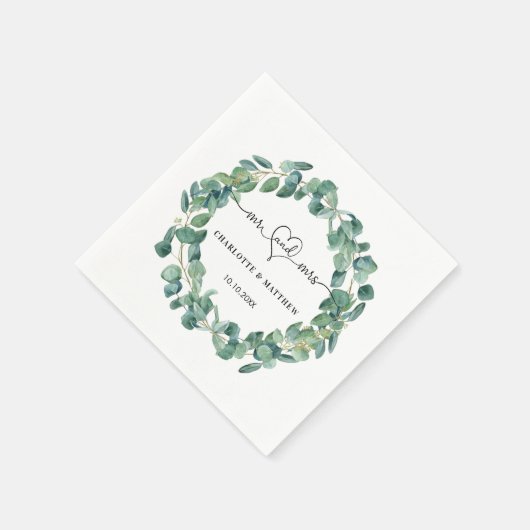 Eukalyptuskranz-Hochzeit Serviette (Ecke)