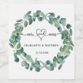 Eukalyptuskranz-Hochzeit Weinetikett (Einzelnes Label)