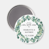 Eukalyptuskranz Hochzeitsmahl m r Save the Date Magnet (Vorderseite/Rückseite)
