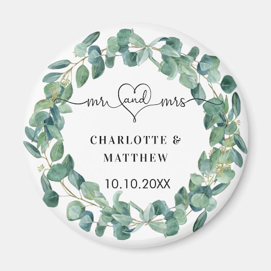 Eukalyptuskranz Hochzeitsmahl m r Save the Date Magnet (Vorne)