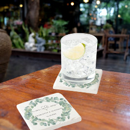 Eukalyptuskranz Hochzeitsmahl m r Save the Date Steinuntersetzer