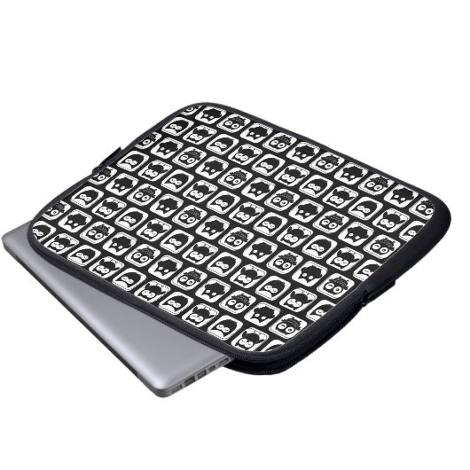 Eukalyptusmuster in Schwarz und Weiß Laptopschutzhülle (Vorne Knopf)