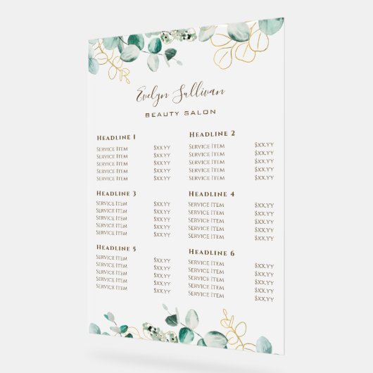 Eukalyptuspreisliste Acrylschild (Winkel)