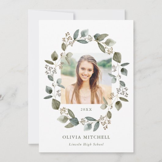 Eukalyptuswahn| Multi Foto Grid Abschluss Einladung (Vorderseite)