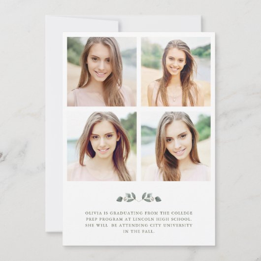 Eukalyptuswahn| Multi Foto Grid Abschluss Einladung (Rückseite)