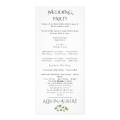 Eukalyptuszweig, Hochzeitsprogramm für weiße Blume Werbekarte (Hinten)