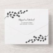 Eukalyptuszweig-Winterhochzeit All In One Einladung (Rückseite)