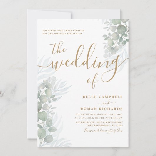 Eukalyputus-Heiratsschwanz Einladung (Vorderseite)