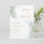 Eukalyputus-Heiratsschwanz Einladung (Stehend Vorderseite)