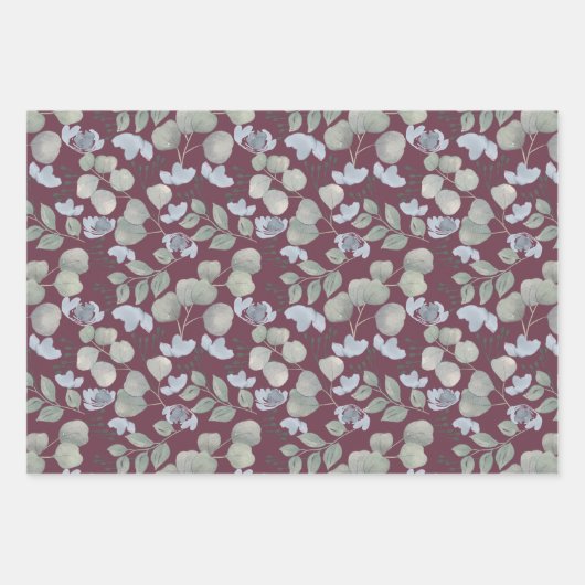 Eukalyputus-Hochzeit Geschenkpapier Set (Vorderseite)