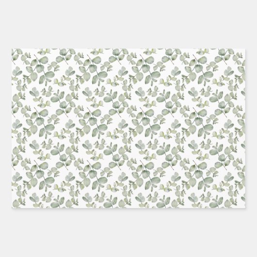 Eukalyputus-Unechte Wasserfarbe Geschenkpapier Set (Vorderseite 3)