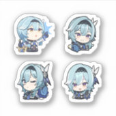 Eula Genshin Impact 4er Stickerbogen Aufkleber (Vorderseite)