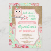 Eule 1. Geburtstag Einladungen, Geburtstag eines M Einladung (Vorne/Hinten)