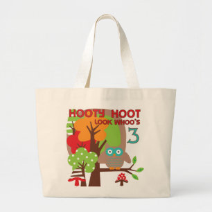 Eule 3. Geburtstag T - Shirt und Geschenke Jumbo Stoffbeutel