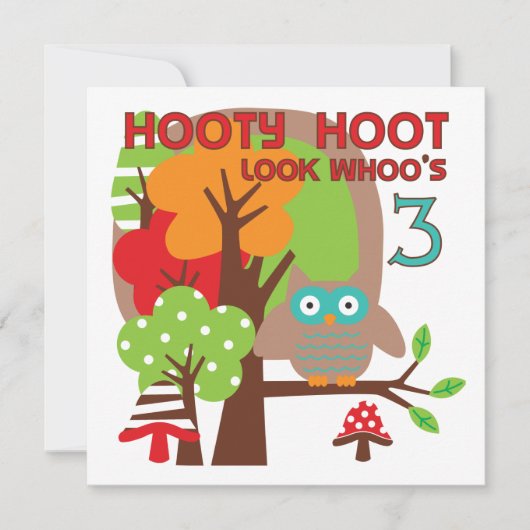 Eule 3. Geburtstag T - Shirt und Geschenke Karte (Vorderseite)