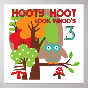 Eule 3. Geburtstag T - Shirt und Geschenke Poster