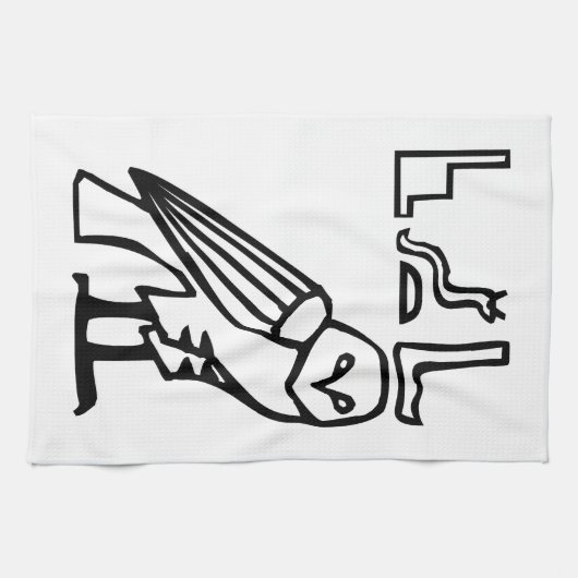 Eule, Ägyptischer Hieroglyph Geschirrtuch (Horizontal)