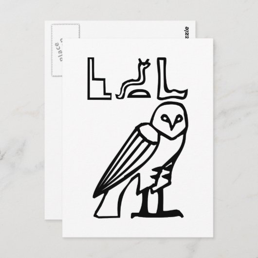Eule, ägyptischer Hieroglyph Postkarte (Vorne/Hinten)