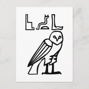 Eule, ägyptischer Hieroglyph Postkarte
