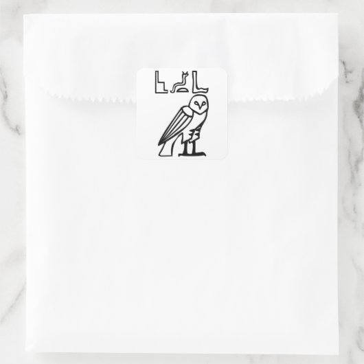 Eule, Ägyptischer Hieroglyph Quadratischer Aufkleber (Tasche)