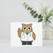 Eule als Arzt mit Stethoskop Postkarte (Stehend Vorderseite)