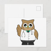 Eule als Arzt mit Stethoskop Postkarte (Vorne/Hinten)