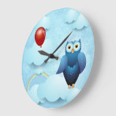 Eule am Himmel Große Wanduhr (Winkel)