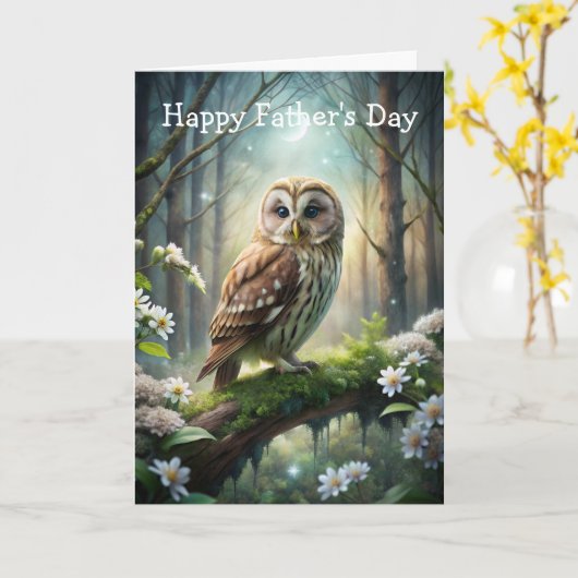 Eule am Wald Vatertag Karte (Gelbe Blume)