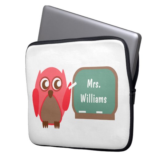 Eule an der Tafel-Elektronik-Tasche für Lehrer Laptopschutzhülle (Vorderseite Links)