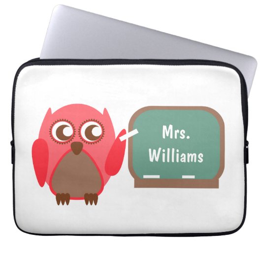 Eule an der Tafel-Elektronik-Tasche für Lehrer Laptopschutzhülle (Vorderseite)