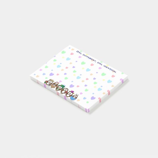 Eule anders - Eule identisch Post-it Klebezettel (angewinkelt)