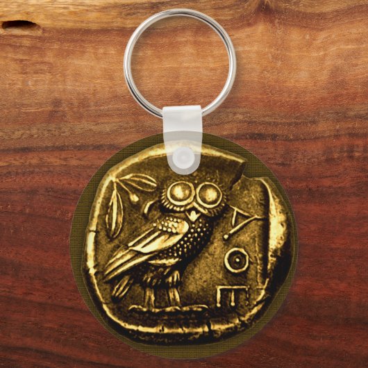 Eule auf alter griechischer Münze Schlüsselanhänger (Vorderseite)