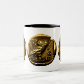 Eule auf altgriechischer Münze Zweifarbige Tasse (Mittel)