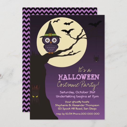 Eule auf Baumniederlassung Einladung (Vorne/Hinten)